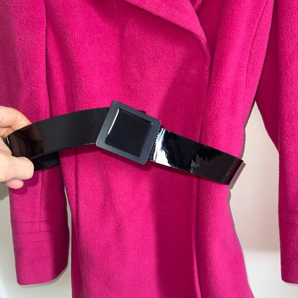 CALVIN KLEIN fuchsia lined belted coat/exc condition/60% wool/lined/6 - Picture 4 of 10